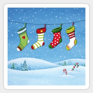 Christmas stockings landscape Magnet